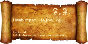 Hamburger Hajnalka névjegykártya